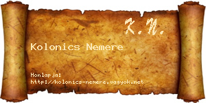 Kolonics Nemere névjegykártya
